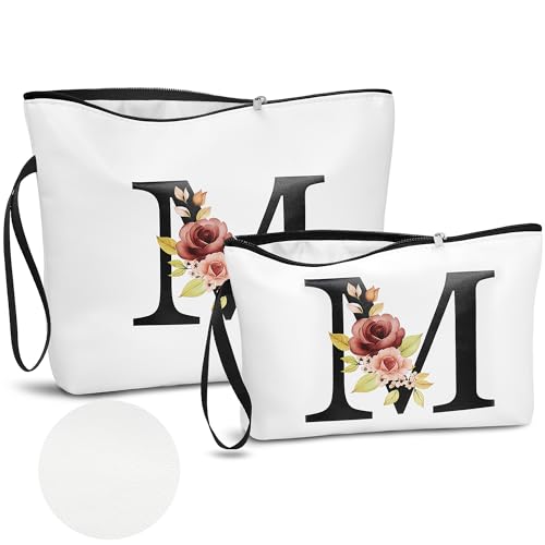 DBPBToU PU Leather A Z Alphabet Neceser Mujer, Juego De 2 Neceser Maquillaje Mujer, Regalos Originales para Mujer Ideal para Cumpleaños (M)