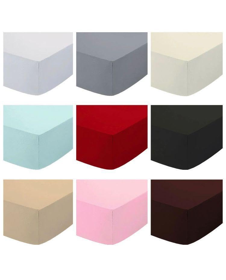 Plain Fitted Bed Sheet, Multiple Colours Available (Red, King)