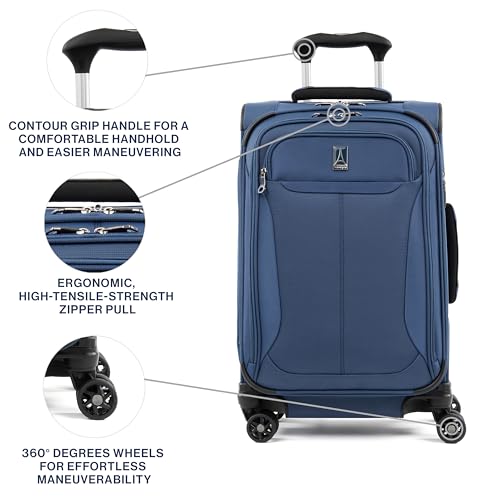 Image of Travelpro Tourlite Softside 21 inch Expandable Luggage with 4 Spinner Wheels, Lightweight Suitcase, Carry-On, Blue