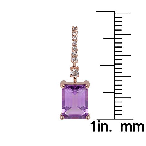 10k Rose Gold Emerald-Cut Amethyst and White Topaz Dangle Earrings3