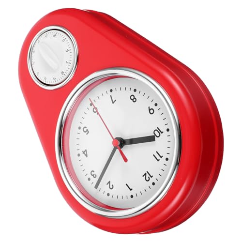 LIFKOME キッチン用クリエイティブ掛け時計マー 赤色壁掛け式 モダンデザイン 電池不要 家用調理管理