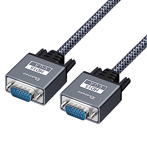 Ruaeoda Cable VGA, cable VGA a VGA de 20 pies, nailon trenzado de 15 pines, 1080P Full HD, cable VGA macho a macho, cable VGA para PC, portátil, proyector de TV