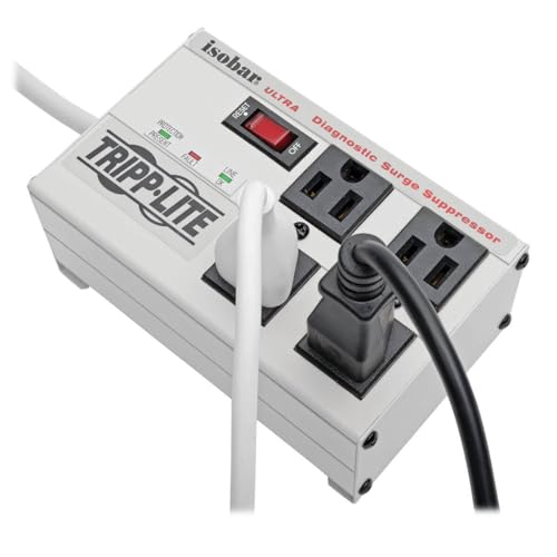 Image of Tripp Lite ISOBAR4ULTRA Isobar 4 Outlet Heavy Duty Power Strip Surge Protector, 3330 Joules, 6ft Cord, Flat Plug, Metal Power Strip, Industrial Garage Work Shop Bench, Under Desk and Wall Mountable