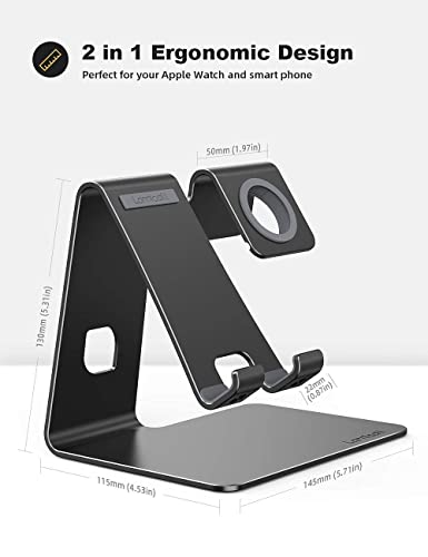 Stand For Apple Watch Phone Holder 2 In 1 : Lamicall Desktop Stand Charging Station Dock Compatible With Apple Watch Se Series 6/5/4/3/2/1, Phone 12 Pro 11 Mini Xs Max X Xr 8 7 6S Black & White Bundle #TOP4