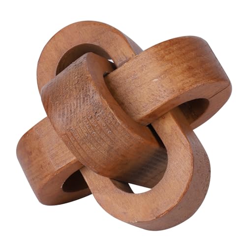 yehapp 17cm Wood Knot Chain Link Decor, Boho Wood Chain Home Decor, Decorative Wooden Links Knots for Coffee Table, Entryway, Modern Farmhouse, Shelf Decoration (Brown)