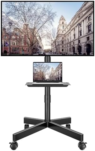 BONTEC Mobile TV Stand with Tilt Function, Rolling TV Cart for 23"-60" TVs