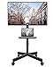 BONTEC Mobile TV Stand on Wheels, Rolling TV Cart with Media Shelf, TV Mount Stand with Tilt, 2-Level Height Adjustable Low-Profile Design for 23–60in LED/LCD/OLED TVs, Holds 25kg, Max VESA 400x400mm
