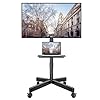 BONTEC Mobile TV Stand with Tilt, Rolling TV Stand on Wheels for 23–60 Inch LED LCD TVs, Portable TV Cart with Adjustable Media Shelf for Living Room, Bedroom, Office, Holds 88 lbs, Max VESA 400x400mm