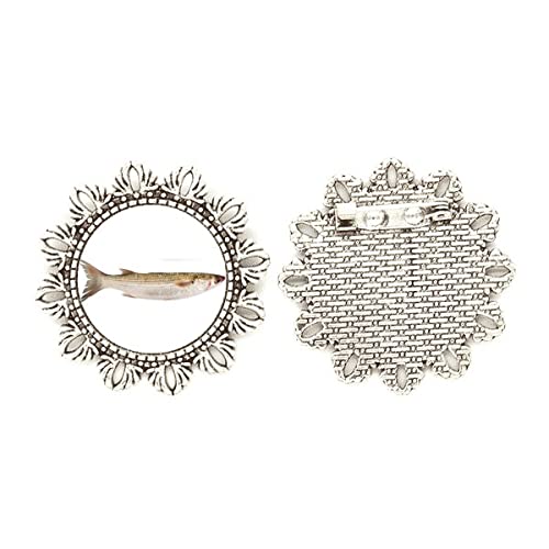 Broche de plata Ocean Fish con flores medianas de alta joyería