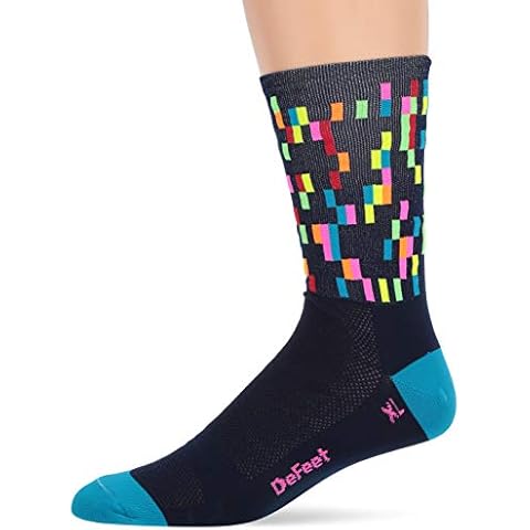 Defeet AIRTPIXNVPB201 Aireator Barnstormer Socks, Medium, Navy/Process Blue/Hi-Vis Pink Cover