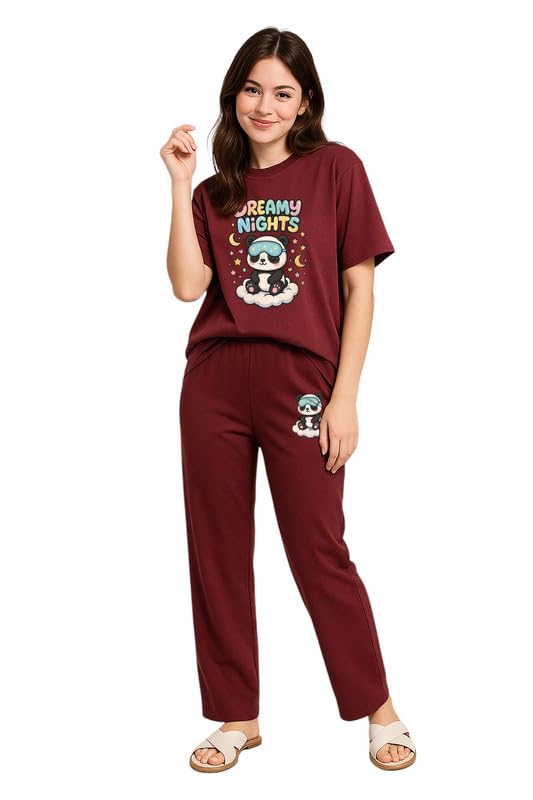 Image of My Swag Womens Cotton Night Suit | T-Shirt and Lower | Summer and Winter Sleepwear