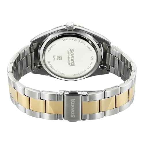 Image of Sonata Festive 2.0 Quartz Teal Round Dial Men's Watch | Stainless Steel Strap Material | Watches for Men Analog - 77198BM01