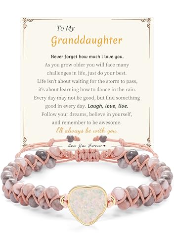 Image of Gifts for Daughter Granddaughter, To My Mom Grandma Wife Girlfriend Sister Jasper Heart Bracelets Birthday Graduation Anniversary Christmas Stocking Stuffers Valentines Mothers Day Jewelry