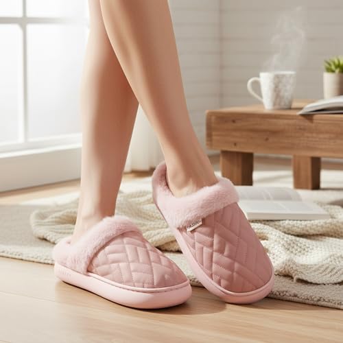 Image of VRITRAZ Women's Comfort Slip On Closed Toe Warm Winter House Clog Indoor Slipper with Cute Print and Degins