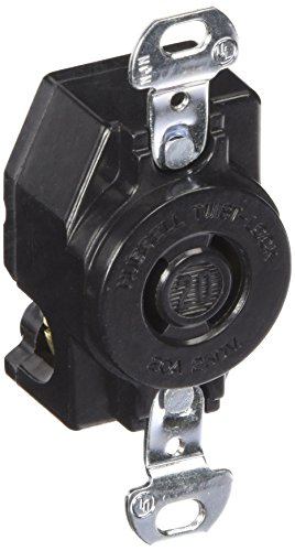 Locking Devices, Twist-Lock, Industrial, Flush Receptacle, 20A 250V, 2-Pole 2-Wire Non Grounding, L2-20R, Screw Terminal, Black