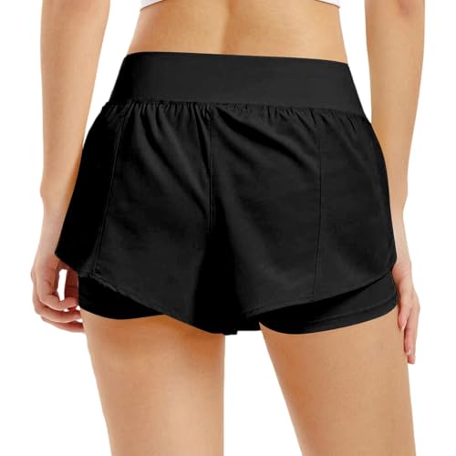 Short fitness femme 2 en 1 taille haute élastique en coton doux
