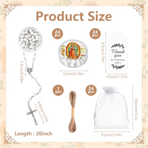 24 Pcs Scented Catholic Rosaries Bulk Wood Bead Crucifix Pendant Rosary Necklace for Baptism First Communion Favors, Holy Catholic Regligious Event Prayer Gifts, Stocking Stuffers for Women Men3