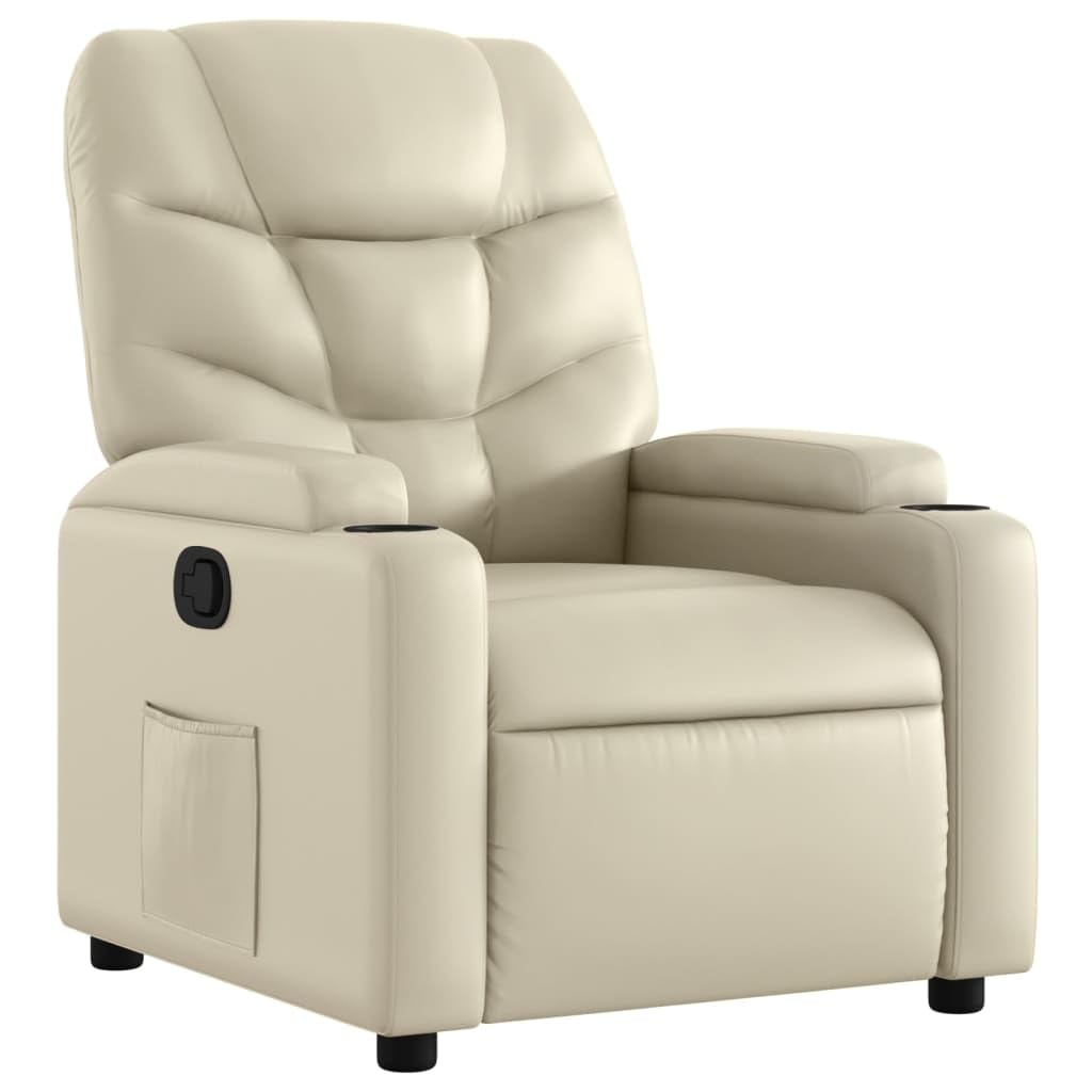 Relaxsessel mit Liegefunktion Kunstleder Creme Polstersessel