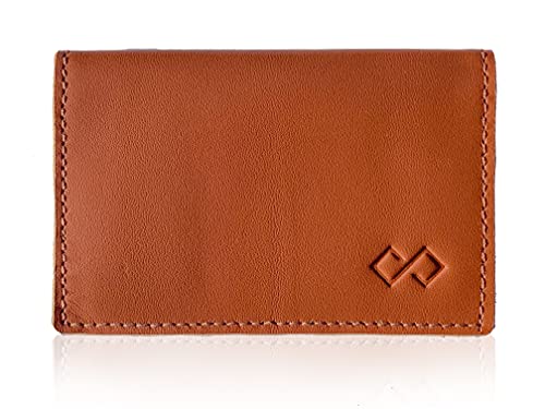 Leather Minimalist Wallets for Men and Women (Cognac)