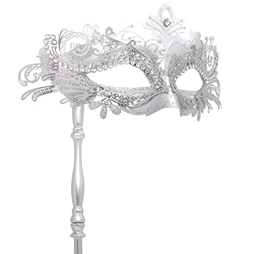 Coddsmz Masquerade Mask with Holding Stick Venetian Halloween Costume Mask Mardi Gras Mask for Womens Party