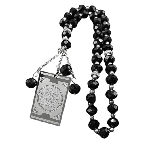 New 2026 Stainless Steel Quran Arabic Car Pendant Islamic Muslim 33 Prayer Beads Glass Chain Rearview Mirror Religious Jewelry Fashion Accessories Creative Gift