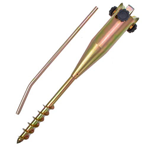 Land-Haus-Shop Sonnenschirmhalter/Schirm Halter/Erdspieß zum Eindrehen/Wäschespinne Halter/Standfuß/Masthalter, Einschraub Bodenhülse Metall (LHS-20050)