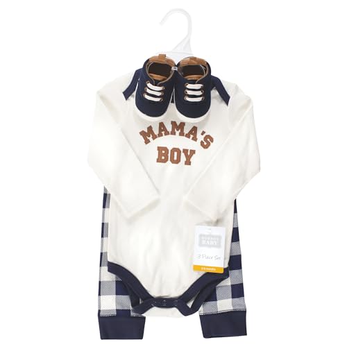 Image of Hudson Baby Unisex Baby Cotton Bodysuit, Pant and Shoe Set