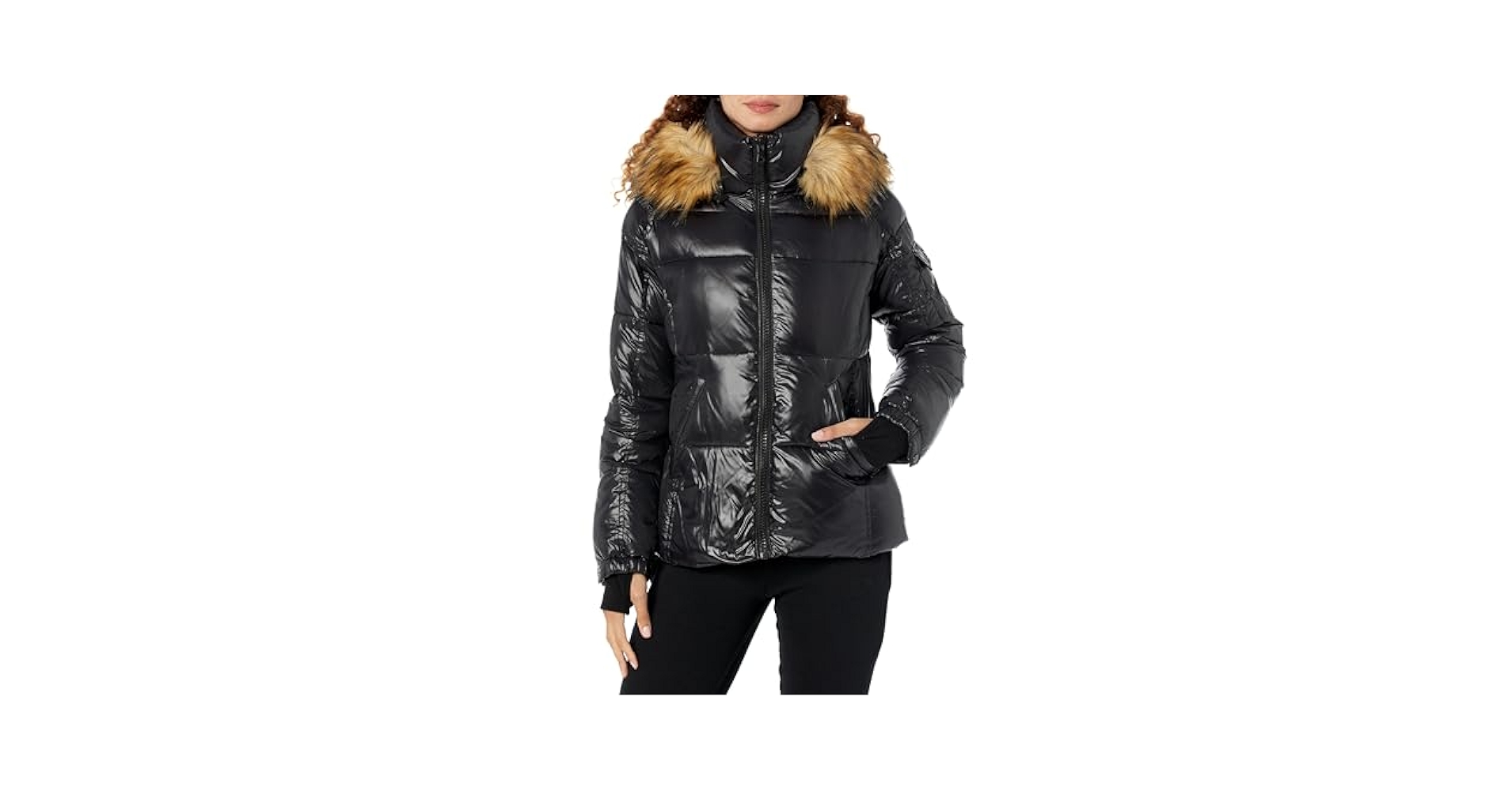 Amazon.com: S13 Women's Gloss Faux Fur TRMIMED Allie Puffer