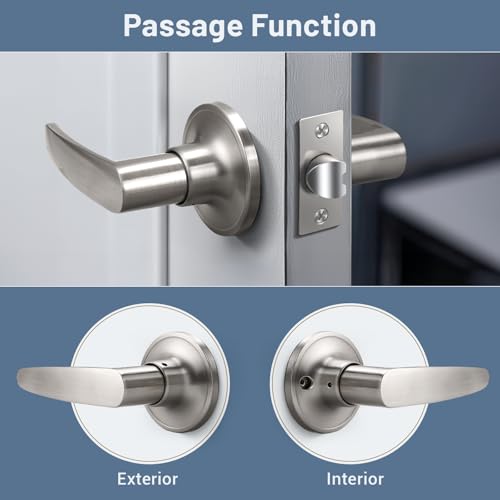 KNOBWELL 10 Pack Satin Nickel Door Handles, Passage Door Levers Heavy Duty, Door Locks for Closet/Hallway, Heavy Duty Door Knobs Door Lock Set Interior by KNOBWELL - Image 2