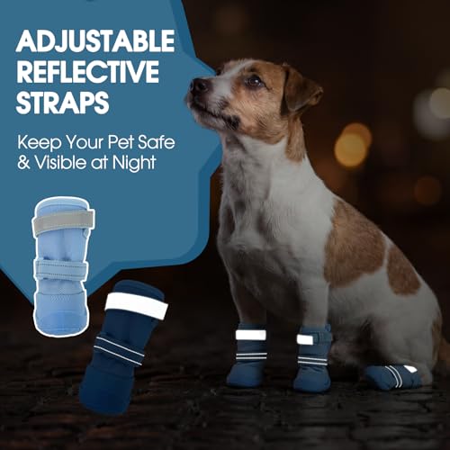 Image of ROZKITCH Dog Shoes for Large Dogs, Mesh Breathable Dog Boots & Paw Protectors for Hot Pavement Summer Beach Walk City Walk, 360 Anti-Slip Dog Booties for Hiking /Walking Blue 3#