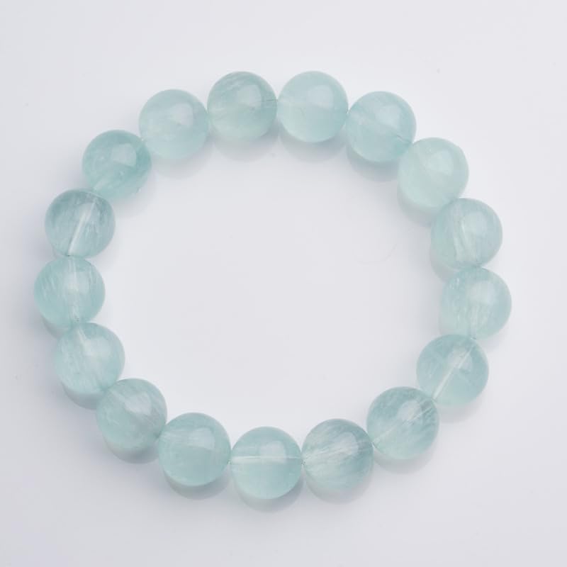 NIBHZ Bracciale in Fluorite Verde Chiaro Naturale (Fluorite Piuma) | Bracciale in fluorite verde – Pietra preziosa naturale/Pietra del potere