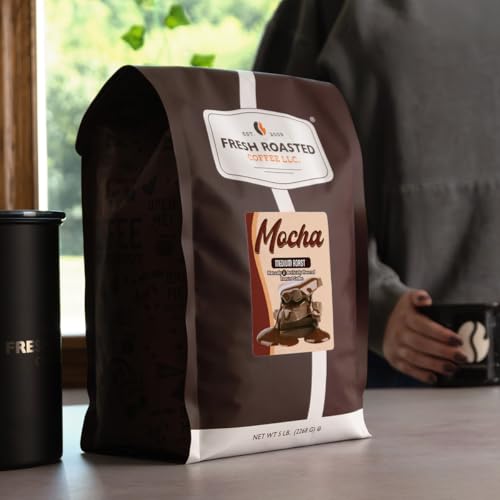 Image of Fresh Roasted Coffee, Mocha Flavored Drip Ground Coffee, Medium Roast, Kosher, 5 lb (80 oz)