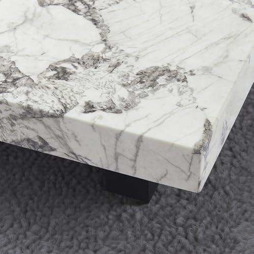 Image of The Attic Imperial Marble Artisan Coffee Table with Built-in Display Tray - Luxury Modern Living Room Centerpiece