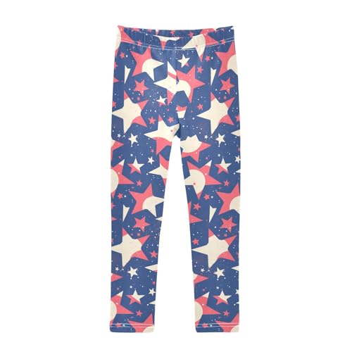 KLL 4th July American Independence Day Toddler Girls' Basic Leggings Stretch High Waisted Yoga Pants Gym
