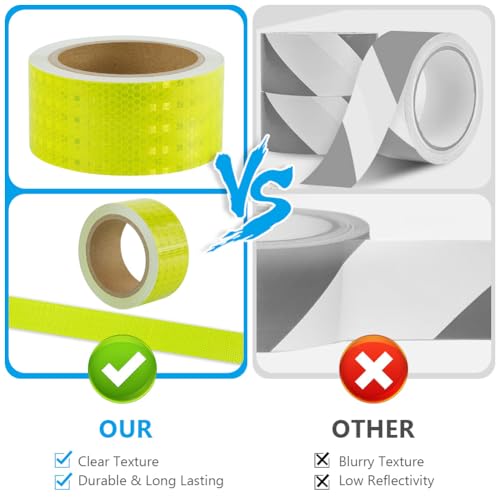 AOOWU Reflektierendes Klebeband Fluoreszierende Gelb, 10m x 5cm Wasserdicht Reflektorband, Hochintensives Selbstklebend Warnband Markierungsband, Conspicuous Warning Tape für Fahrzeuge,Autos,Anhänger