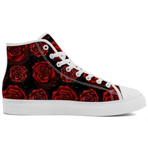 Rose High Top Canvas Shoes Flower High Top Sneakers Lace Up Casual Shoes for Women4