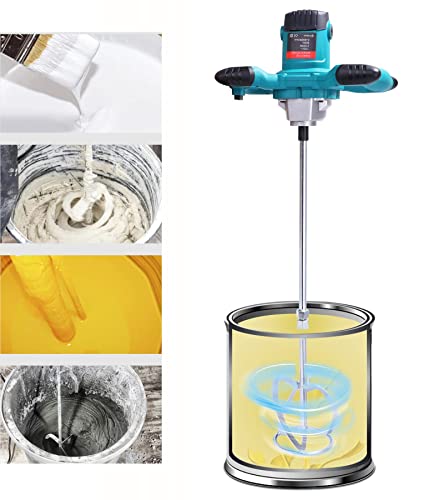 Portable Concrete Mixer 110V 2100W Electric Handheld 6 Gears for Thinset Cement Plaster Grout Paint Mud Mixing with 23.6\" Stirring Rod (Blue)