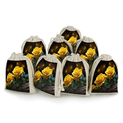 Drawstring Bags for Crafts, Beautiful Yellow Roses Print Office Storage Pouches Portable Drawstring Pouches Handmade Drawstring Bags, Style