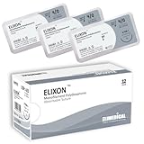 ELIXON Suture with Taper Point Needle, 12 Pack. Sutures for Surgical Wound Training Students, Practice and Educational Use. Polydioxanone Absorbable Material 4/0 PDO, 30”, RB1, Violet 304PDO
