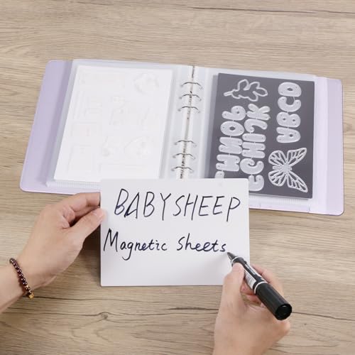 Image of 26pcs Magnetic Sheets and Storage Bags for Stamps and Dies Storage with Shinny Album Pocket, Die Cut Storage Set for Storage Die Cutting,DIY Scrapbooking,Card Making Supplies (Bright- Purple)