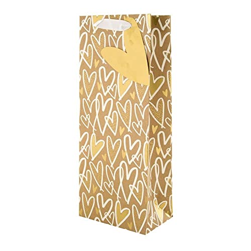 Hallmark Multi-Occasion Bottle Bag - Kraft Hearts Design