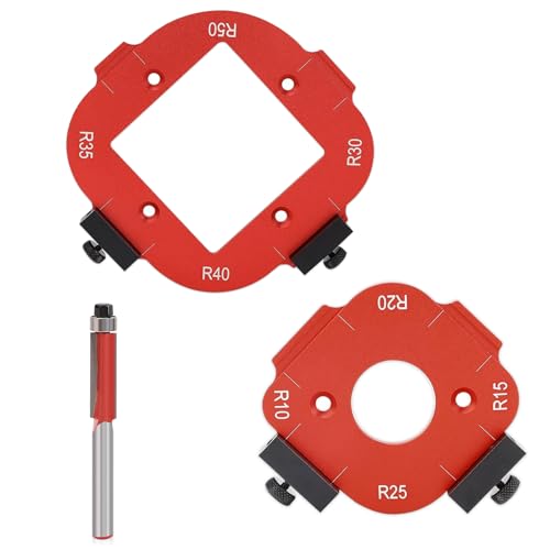 Schablone Oberfräse, Router Jig Radius Schablone 8 Größen (R10-R50), Frässchablone Oberfräse mit Nutfräser, Präzise Alu-Routervorlage für Holzarbeit, Frässchablone Eckradius für Holzbearbeitung DIY