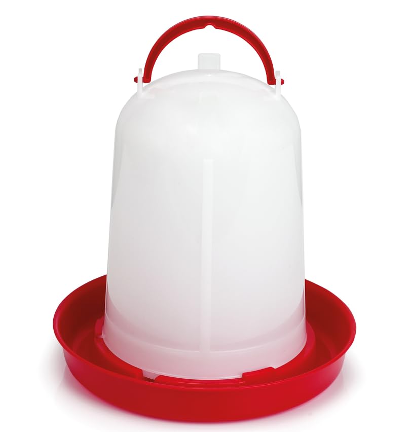 6 Litre Drinker Chicken Poultry Bird Quail Hen Turkey Red Water Refill Container
