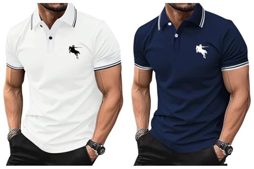 Image of Lymio Men Cotton Loose T-Shirt || Plain || (Polo-18-21) Pack of 2
