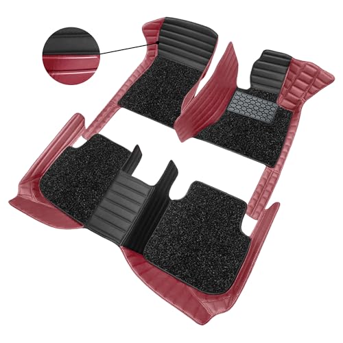 Image of Antiskid Combination 9D Car Mat Full Set for Mahindra XEV 9S 2026 | Luxury Leather Dual-Stitch Full Set 9D Car Floor Mat || 100% Waterproof & Washable||Color: Black FL-Cherry
