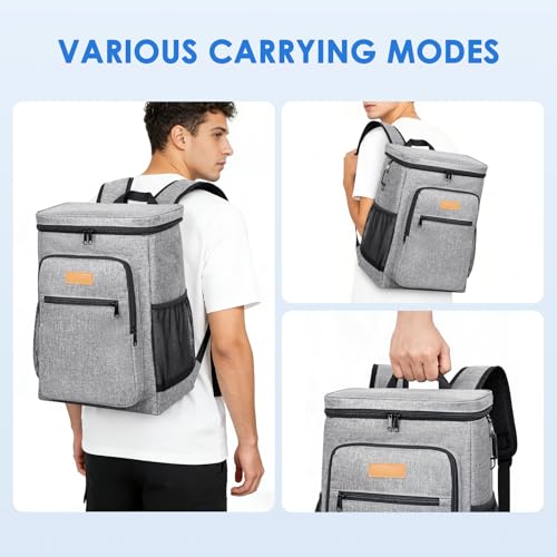 Kühlrucksack 30 Dosen Kühltasche 24L 14h Kühlung Isolierter Picknickrucksack Wasserdicht Kühlbox Thermo Rucksack Cooler Bag Groß Lunchtasche für Wandern Camping Strand Picknick Grillen Reisen Arbeit