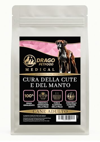 DRAGO PETFOOD Medical – Pienso para perro adulto para el cuidado de la piel y del manto – Salmón hidrolizado, sin granos, bolsa de 1,5 kg