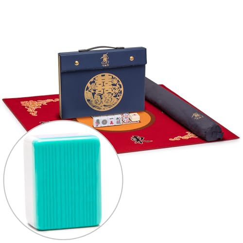 Set de Mahjong Chino Bleau Opal con Cubierta de Mesa Roja miniatura 1