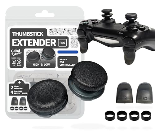 【Pro版】PS4 コントローラー DUALSHOCK 4 専用 Thumbstick Extender PRO フリーク FREEK 2個(ハイタイプ:凸型/ロータイプ:凹型/色:ブラック)for PS4 + L2 / R2トリガー 延長 拡張パーツ 2