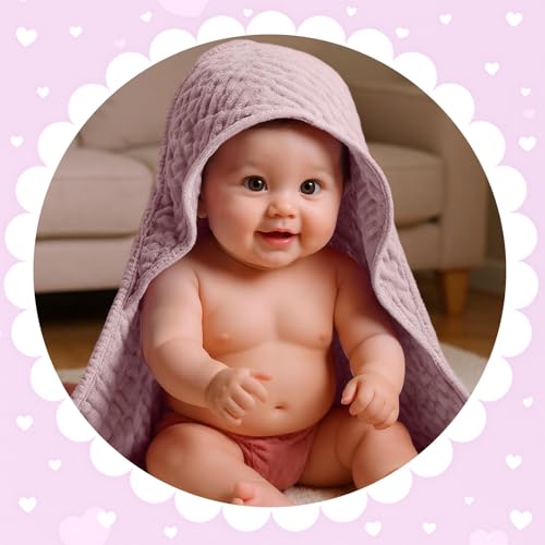 Image of Peryiter 4 Pcs Muslin Hooded Baby Towels, 32 inchx 32 inch Cotton Newborn Bath Towel Muslin Infant Baby Blankets Absorbent Unisex Newborn Registry Gift Essentials for Girls Boys (Boho Colors)